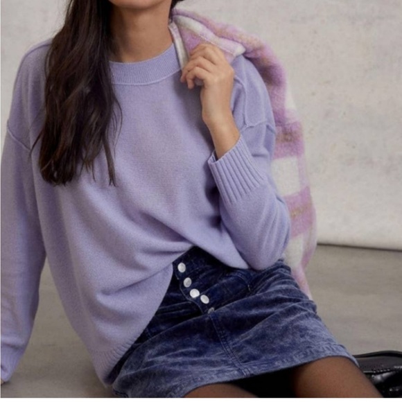 Pilcro Sweaters - Pilcro Anthropologie ANGIE Seamed 100% Cashmere Knit Sweater Sz Small Lavender
